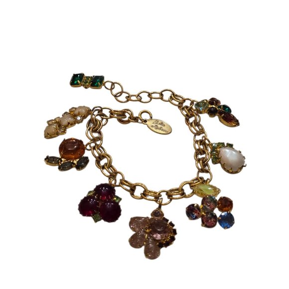 Vintage NOS Julie Rubano Multi Rhinestone Charm Bracelet Or Anklet (A9013) - Picture 1 of 5